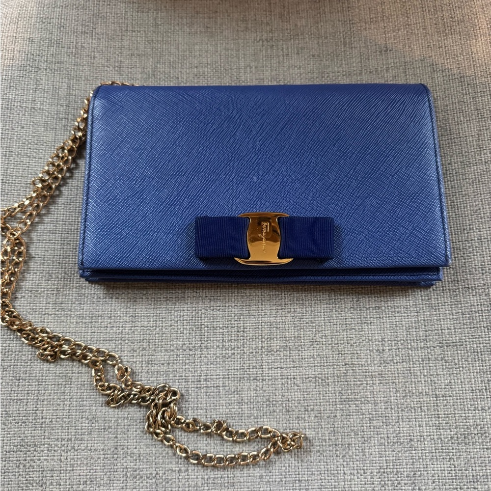 Ferragamo Blue Wallet/Crossbody